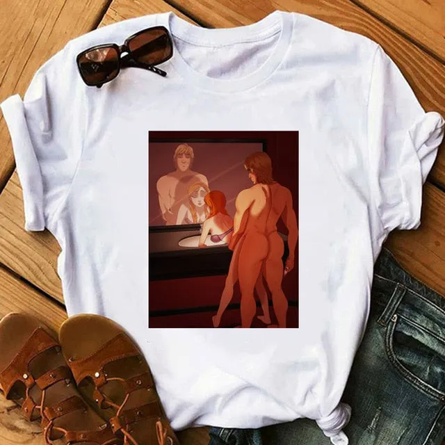Women's Tshirt Aladdin Jasmin Romantic Night Funny T Shirt Girl Fitness Summer O-Neck Casual Short Sleeve Camiseta Mujer Lady