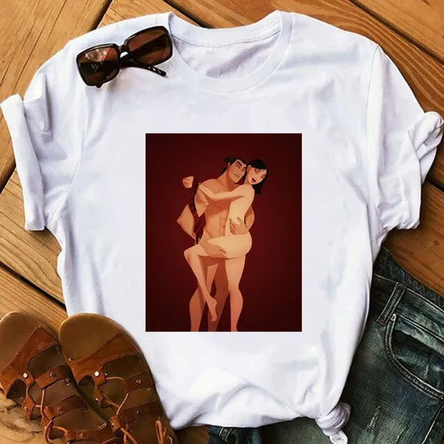 Women's Tshirt Aladdin Jasmin Romantic Night Funny T Shirt Girl Fitness Summer O-Neck Casual Short Sleeve Camiseta Mujer Lady