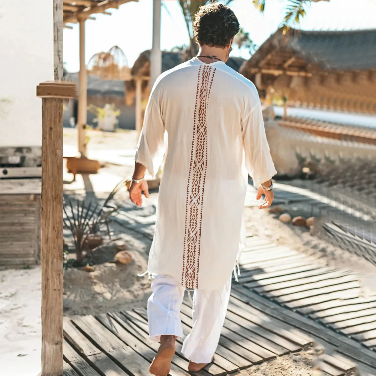 Xituodai - Men's Tribe Linen Holiday Cardigan