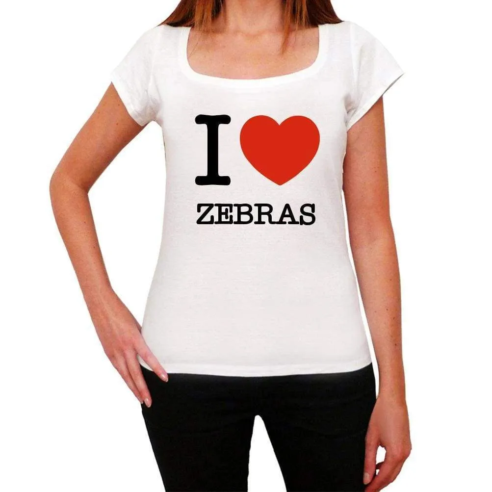 'ZEBRAS, Love Animals, White, Women's Short Sleeve Round Neck T-shirt 00065